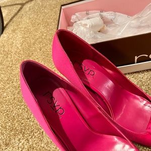 RSVP pink satin heels